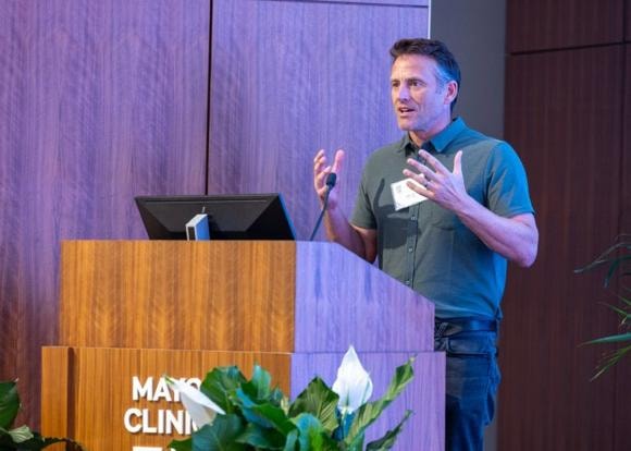 Jeff Milton, Founder & CEO of Baja Bio, speaking at Mayo Clinic